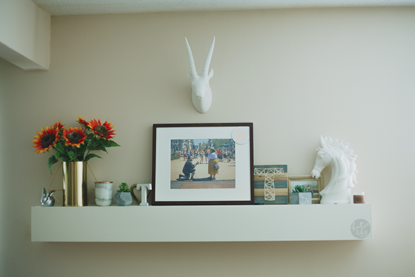 Cozy Corner fireplace mantle stag head horse head mantle decor katielikeme.com